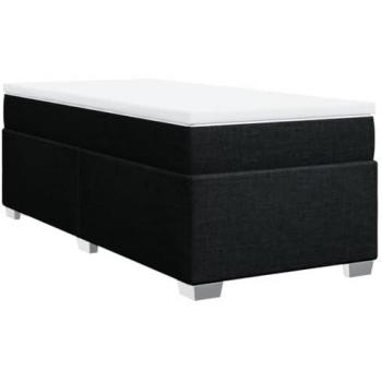 Cama Box Spring con colchón de tela negro 100x200 cm