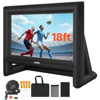 VEVOR 18FT Inflatable Movie Screen with Portable Storage Bag, 16:9 Format, Easy Setup for Outdoor Home Theater and Theme Parties