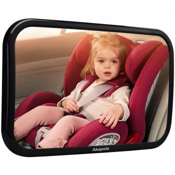 Espejo Retrovisor Bebé para Vigilar al Bebé en Coche, Akapola 360° Ajustable Irrompible Interior para Silla Trasera de Bebé/Asientos de Niños Orientados Hacia Atrás 100% Inastillable Espejo Coche