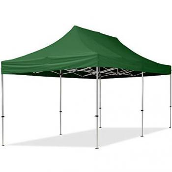 Carpa Plegable 3x6m de Aluminio con Laterales y Ventanas Panorámicas, Impermeable, Verde Oscuro