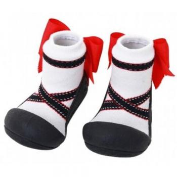 Attipas-Zapatos Primeros Pasos- Ballet- Bco/Negro Talla S