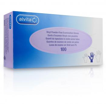 Guantes de Examen de Vinilo Alvita Sin Polvo TS 100uds