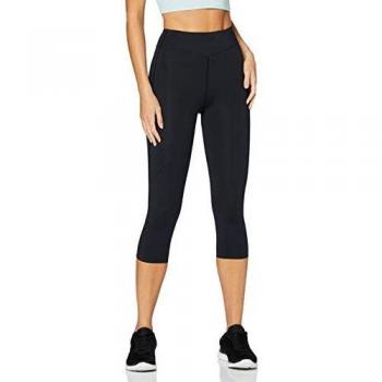 Marca Amazon - AURIQUE Mallas de Deporte para Correr Capri Mujer, Negro
