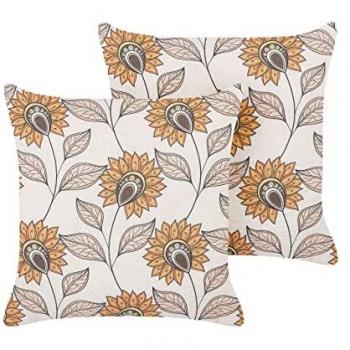 Conjunto de 2 Cojines Multicolor 45 x 45 cm con Motivo Floral y Funda Desmontable