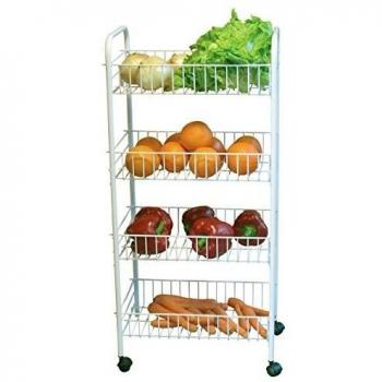 MSV Carrito DE Cocina 4 NIVEAUX, Metal, Blanco, 84x25.5x40 cm