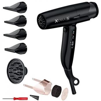 Secador de Pelo Profesional Gamma+ Xcell S Iónico Ultraligero 290 gr con Motor Digital, Acción Bactericida, Silencioso y Tecnología de Autolimpieza