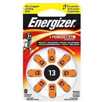 Energizer Size 13 EZ Turn and Lock Hearing Aid Battery, Orange, 8-Pack