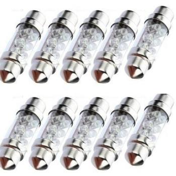SODIAL(R) 10x 36mm 6 LED del bulbo blanco puro del coche del adorno interior de la boveda de la lampara C5W luz DC 12V
