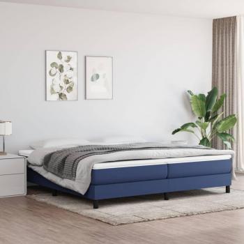 Estructura de cama box spring en tela azul 200x200 cm