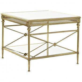 Mesita auxiliar metal espejo 62x62x51 dorado
