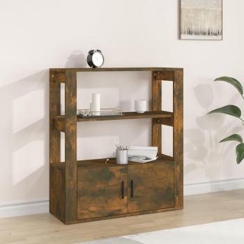Aparador de madera contrachapada color roble ahumado 80x30x90 cm, mueble de almacenaje para salón, buffet, armario auxiliar y armario de almacenamiento