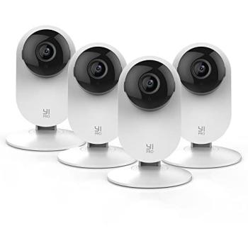 YI 4pc 2K Home Pro Smart Security Camera System with Night Vision and Baby Monitor for iOS and Android
