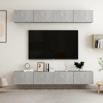 Mueble de salón 4 piezas aglomerado gris hormigón 100x30x30 cm