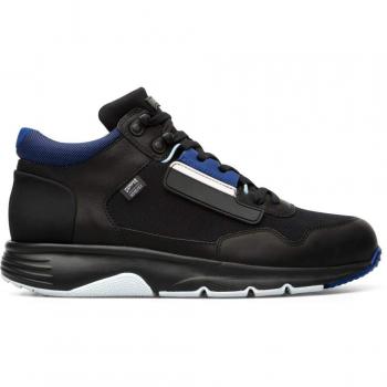 CAMPER Drift Men's Ankle Boots - Black/Blue, Size 40 (Cotton Fabric/Smooth Leather)