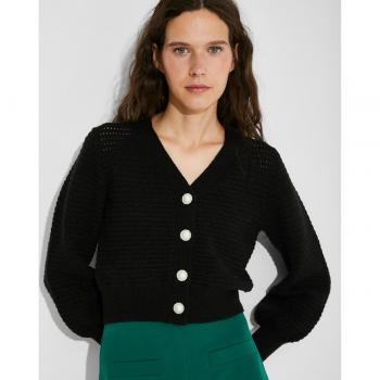 Cárdigan de mujer de punto con cuello pico