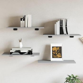 Estantes de pared 4 piezas madera ingeniería gris Sonoma 60x30x1,5 cm