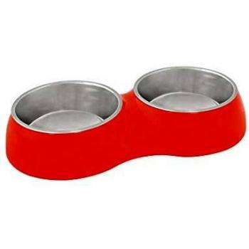 DUVO 7561224 Comedero Glossy Doble, 2 x 13.2 cm, 2 x 450 ml, Rojo, S
