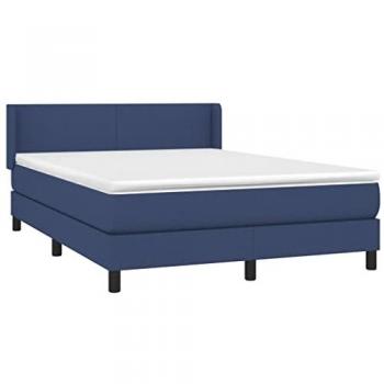 Cama Box Spring con Colchón de Tela Azul 140x190 cm