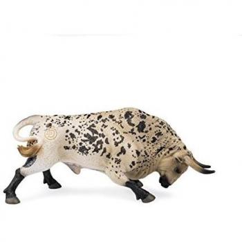 Deqube- Bravo Ensabanado Embistiendo Figura de Toro, Color Blanco, 17x8x4,2