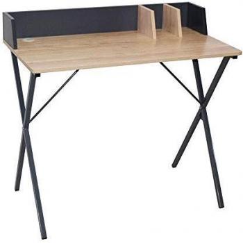 Escritorio de Diseño Contemporáneo Brice Gris - 84x90x50 cm - Madera y Metal, Acero Inoxidable