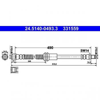 Tubo de freno ATE 24.5140-0493.3 con características de alta resistencia, diseño específico para vehículos, fácil instalación y cumplimiento de normativas de seguridad