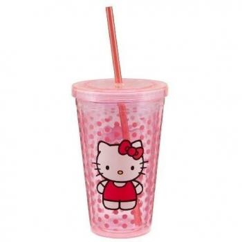 Vandor 18151 Hello Kitty 18 oz Acrylic Travel Cup with Lid and Straw, Pink by Vandor