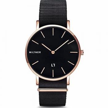Millner Hallfield S Black Fabric Quartz Watch with Mineral Glass