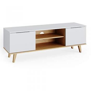 Mueble Bajo para TV Nautica, Blanco/Sonoma, 138 x 49 cm, Estilo Escandinavo