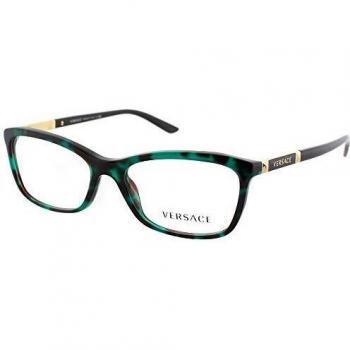 Versace Women's 0Ve3186 Eyeglass Frames, Green Havana Transparent, UK 26