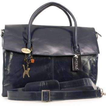 CATWALK COLLECTION - HELENA - Bolso para el portátil - Gran capacidad - Cuero vintage - Azul Marino
