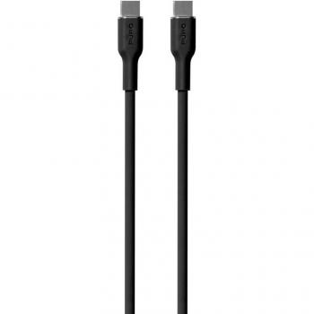 Cable USB-C a USB-C Puro ICON Soft 1.5m Negro (60W, USB 2.0)