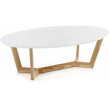 Kave Home Mesa Centro Wave, natural y blanco