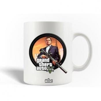 Taza de Cerámica Grand Theft Auto V - 30cl - Apta para Lavavajillas - Blanca