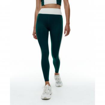 Legging deportivo bicolor de cintura alta Black Limba Flexfit verde y crema para mujer, talla M