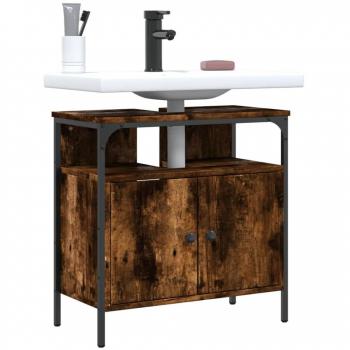 Mueble de lavabo de baño en madera multicapa color roble ahumado 60x30x60 cm
