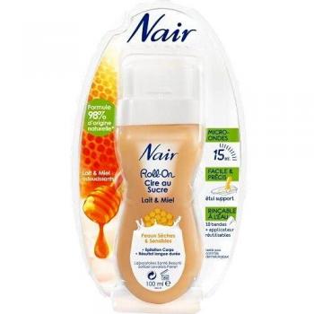 Cera de Azúcar Roll-On Nair 100 ml con Extractos de Leche y Miel para Pieles Secas y Sensibles