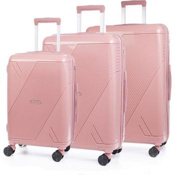 DAM Juego de 3 maletas Trolley de PP resistente a la rotura con cerradura TSA numérica, 4 ruedas dobles giratorias 360°, dimensiones de 46x32x78 cm