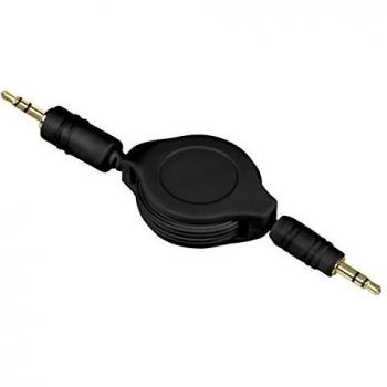 Cable Enrollable Estéreo Hama 3.5mm - Longitud 110 cm, Conectores Macho 3.5mm