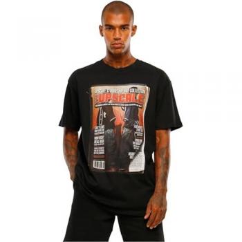 Camiseta Oversize Negra Upscale Magazine de Mister Tee, 100% algodón, unisex, manga corta, talla XL