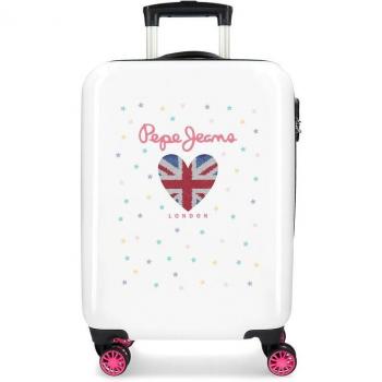 Maleta de Cabina Pepe Jeans Estela Noe en tonos beige, rosa y negro