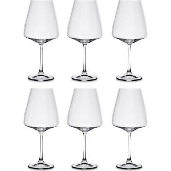 Set de 6 Copas de Vino Cristalinas Bohemia Loira 57CL Transparente Ecológicas con Brillo Excepcional y Borde Fino