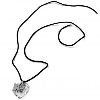 Collar Folli Follie Mujer 3N9F102KC - Colgante de Cristal con Diseño de Corazón y Libélula