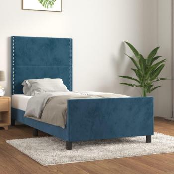 Cama solar sin colchón azul oscuro 100x200 cm en terciopelo con estructura cama y cabecero terciopelo azul oscuro 100x200 cm Vidaxl Azul