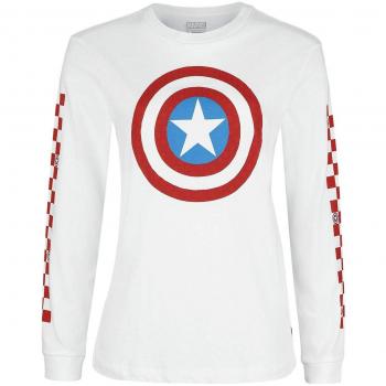 Vans Marvel Captain Shields LS Manga Larga Mujer Blanco-Rojo S