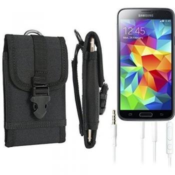 bolsa del cinturón / funda para Samsung Galaxy S5, negro + Auriculares | caja del teléfono cubierta protectora bolso - K-S-Trade