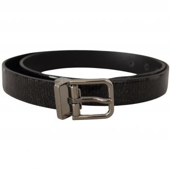 Dolce & Gabbana Black Leather Vernice Metal Buckle Belt - 90 cm / 36 Inches