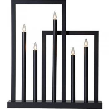 Candelabro de madera Frame, 5 luces, gris oscuro