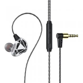 Auriculares QKZ AK7 con cable de 3,5mm, HiFi estéreo de doble unidad y micrófono para juegos y deportes