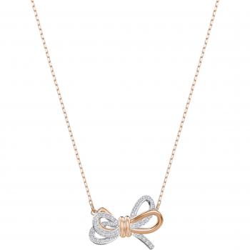 Swarovski Lifelong Bow Pendant, White, Mixed Plating