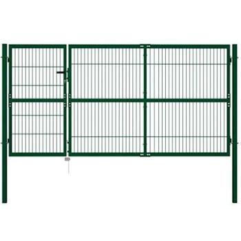 vidaXL Steel Garden Fence Gate with Posts 350x140 cm Green